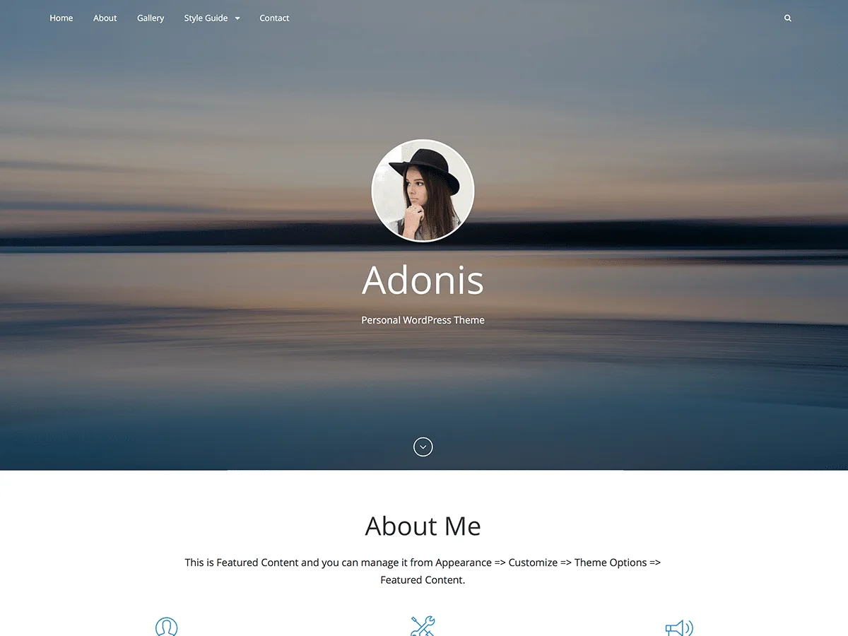 Adonis web sitesi teması önizlemesi