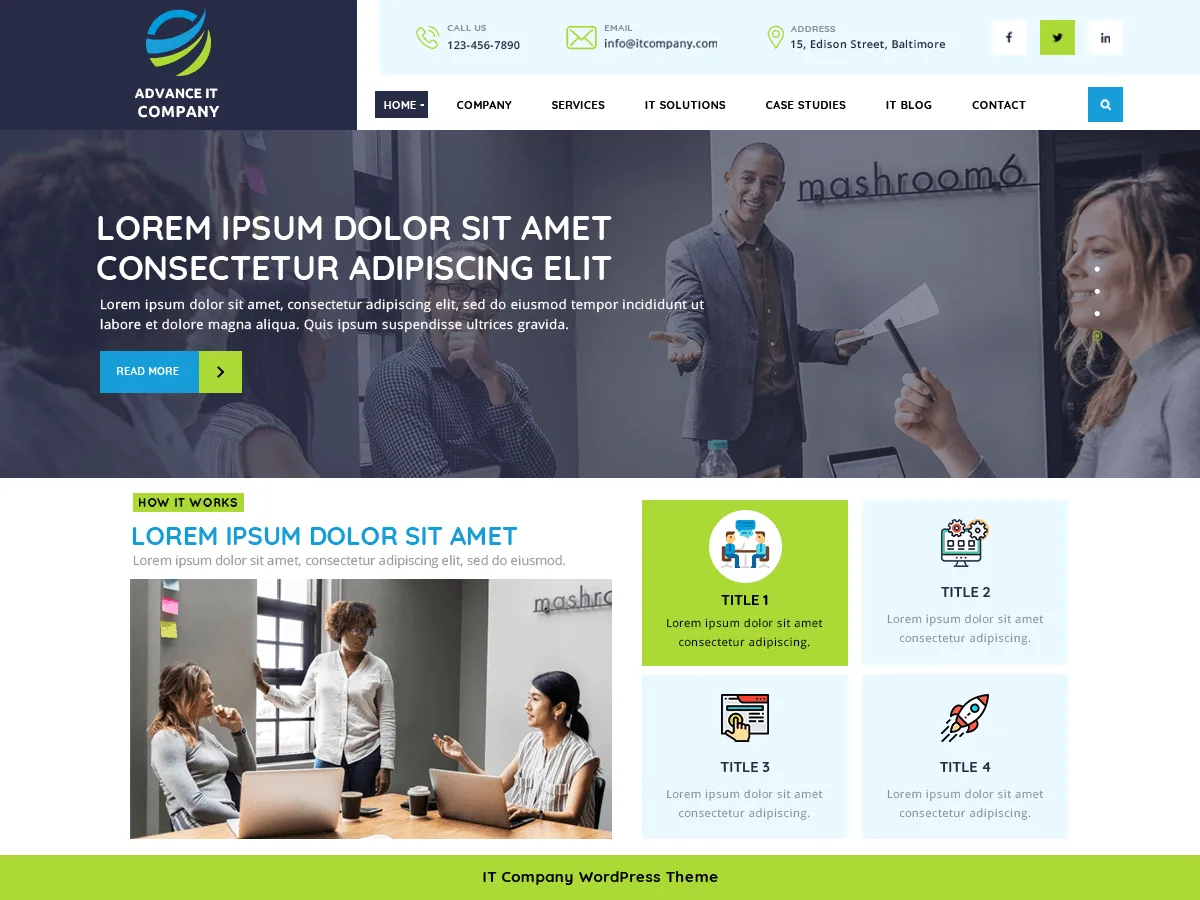 Advance IT Company web sitesi teması önizlemesi
