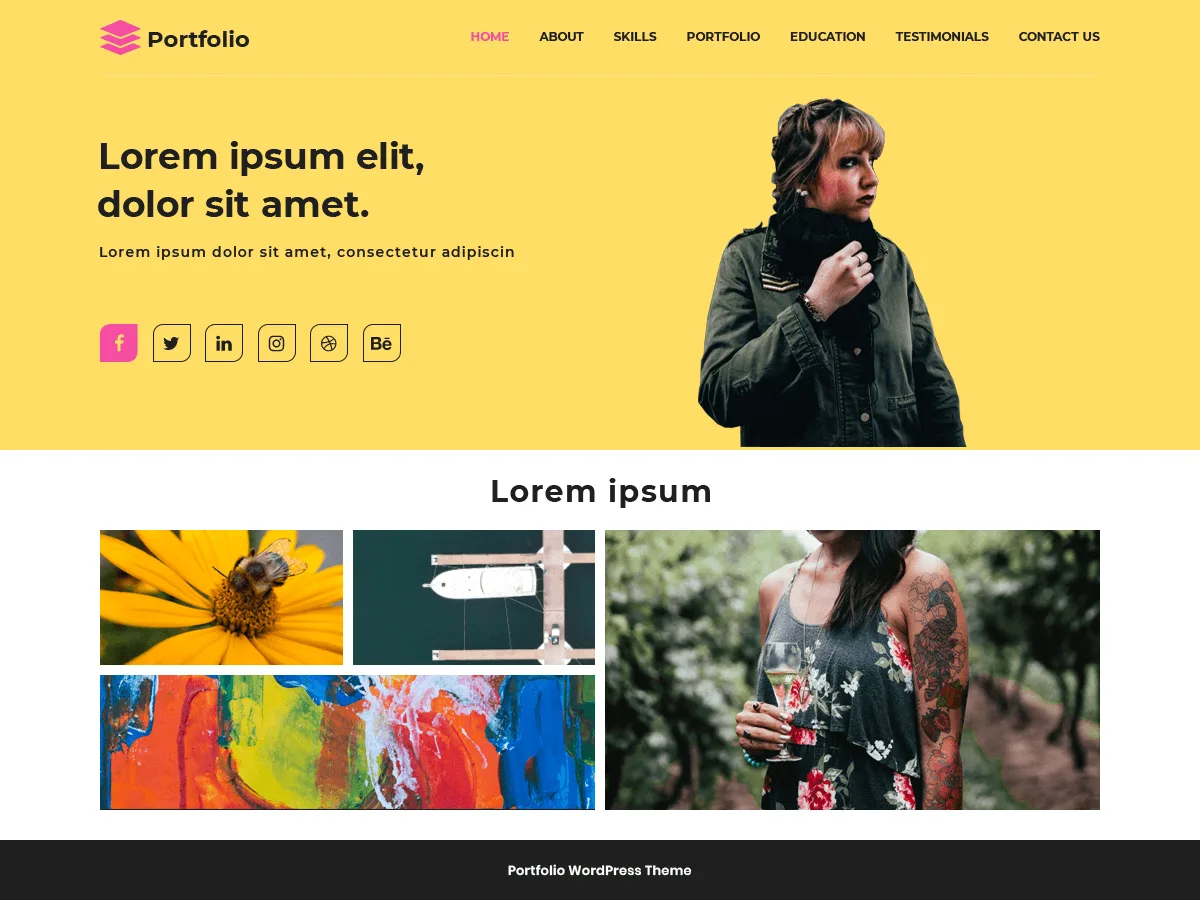 Advance Portfolio teması ile oluşturulmuş portfolyo web sitesi görünümü