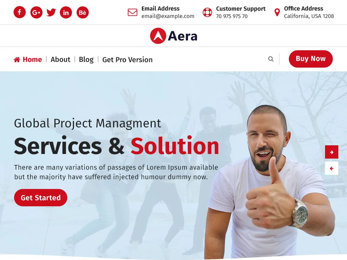 Aera web sitesi teması önizlemesi