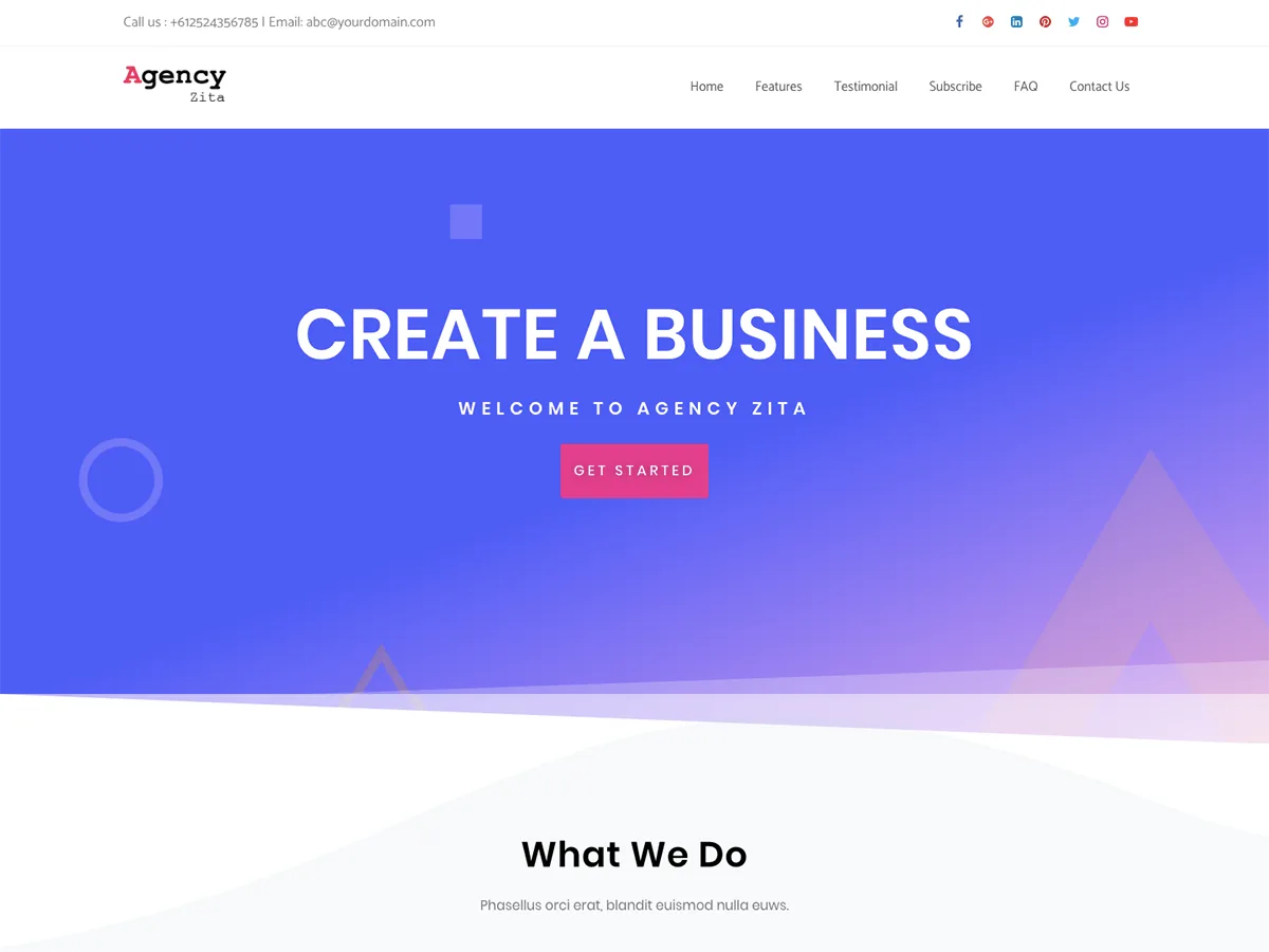 Agency Zita web sitesi teması önizlemesi
