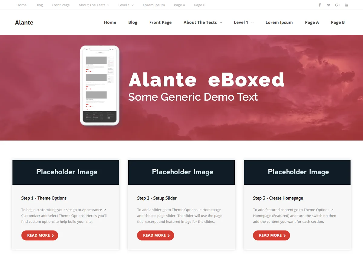 Alante eBoxed web sitesi teması önizlemesi