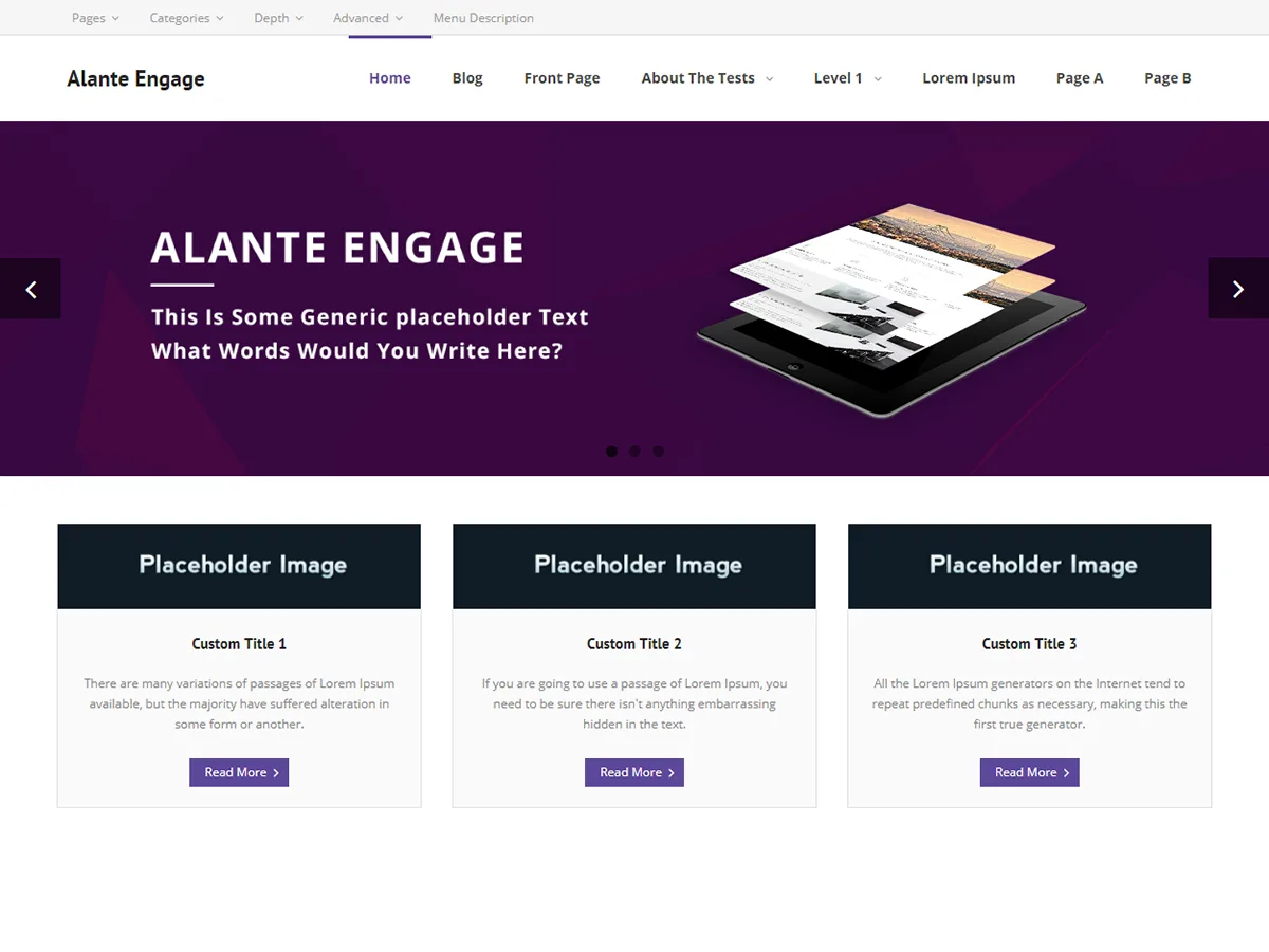 Alante Engage web sitesi teması önizlemesi