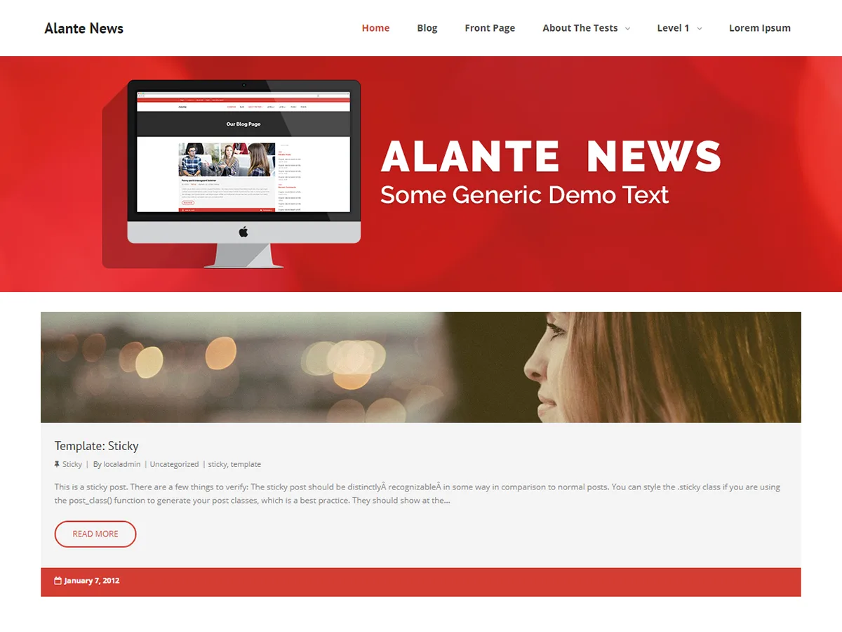 Alante News web sitesi teması önizlemesi