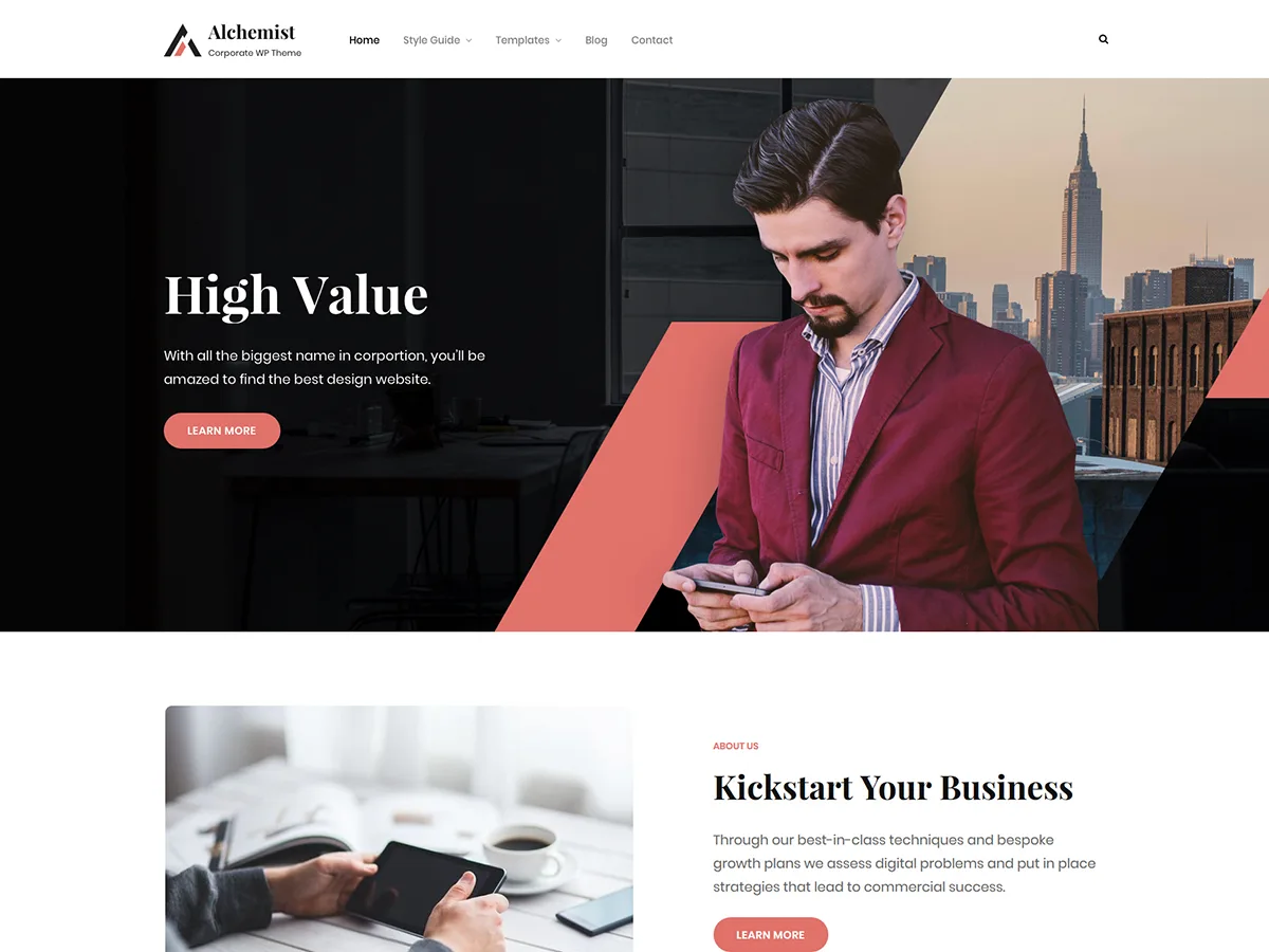 Alchemist web sitesi teması önizlemesi