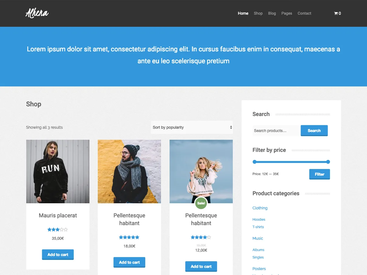 Alhena Lite web sitesi teması önizlemesi
