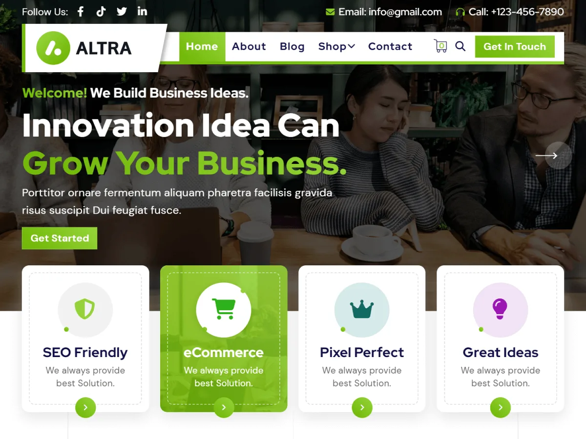 Altra web sitesi teması önizlemesi