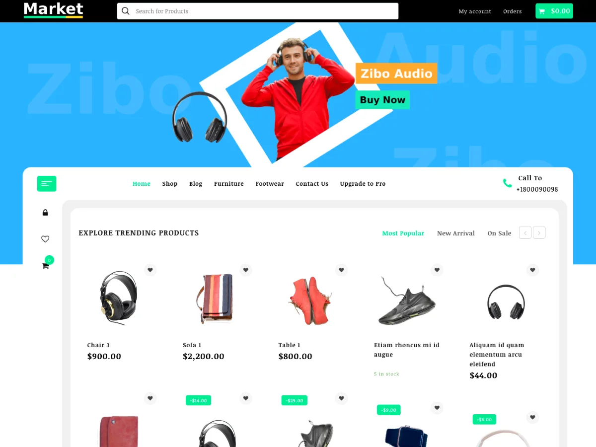 Amaz Store e-ticaret web sitesi teması önizlemesi