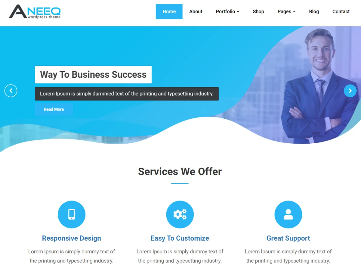 Aneeq WordPress theme responsive design preview