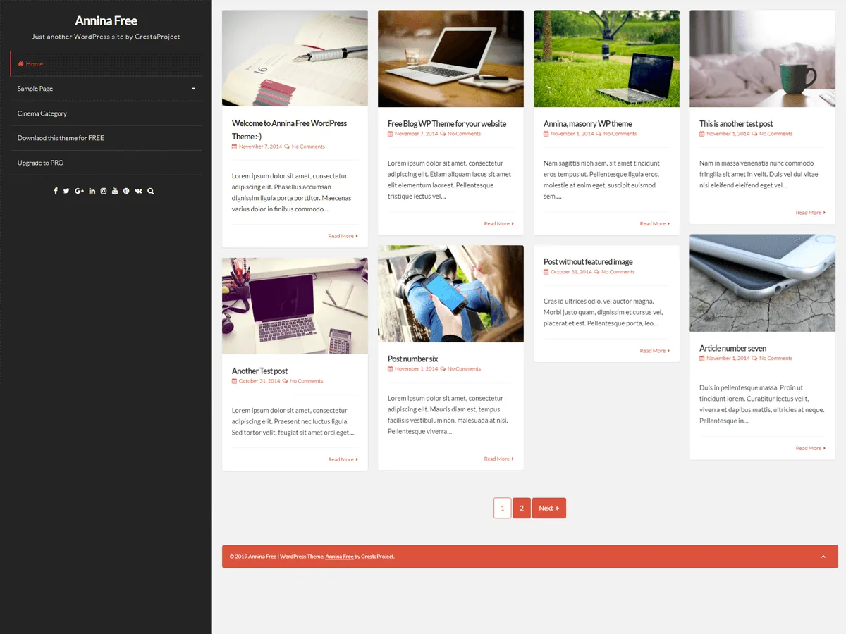 Annina web sitesi teması önizlemesi