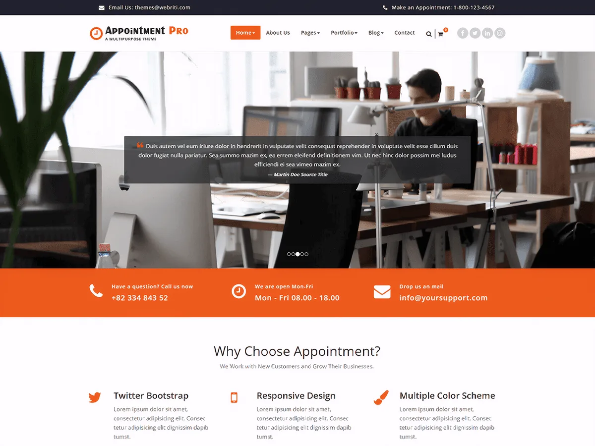 Appointment WordPress theme responsive design preview