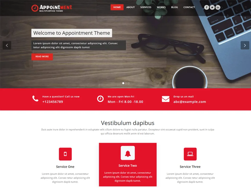 Appointment Red web sitesi teması önizlemesi