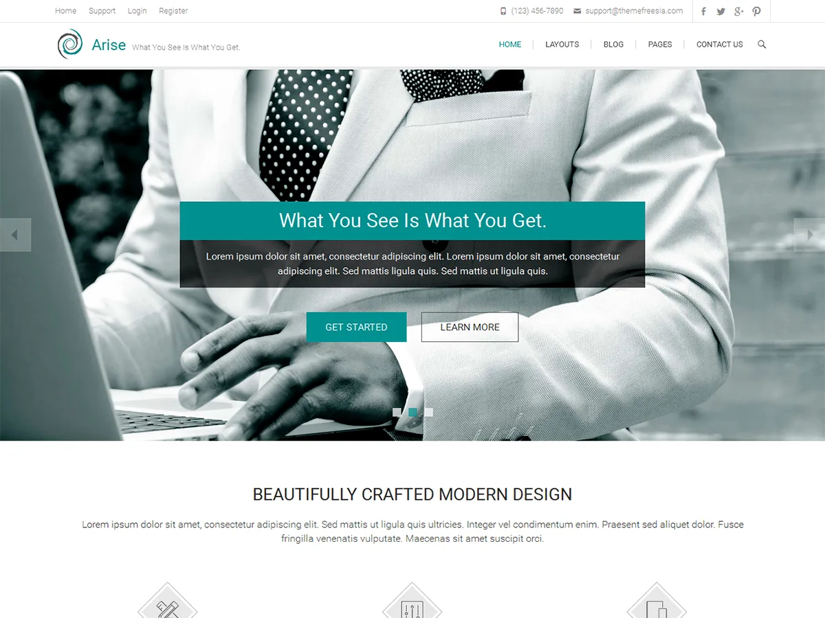 Arise web sitesi teması önizlemesi