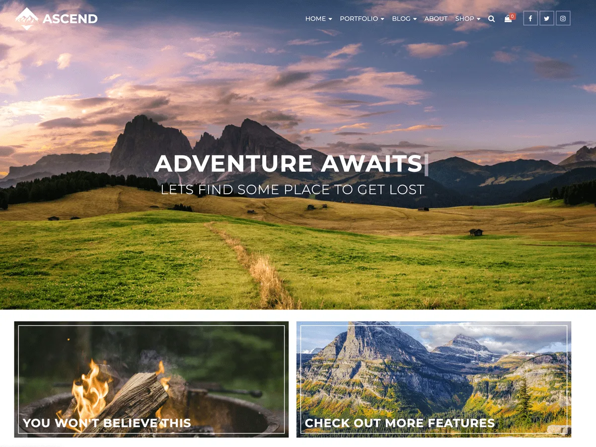 Ascend WordPress theme homepage preview