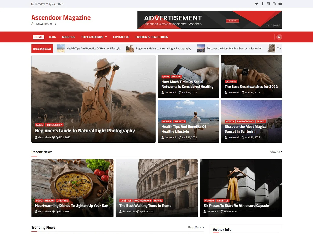 Ascendoor Magazine web sitesi teması önizlemesi