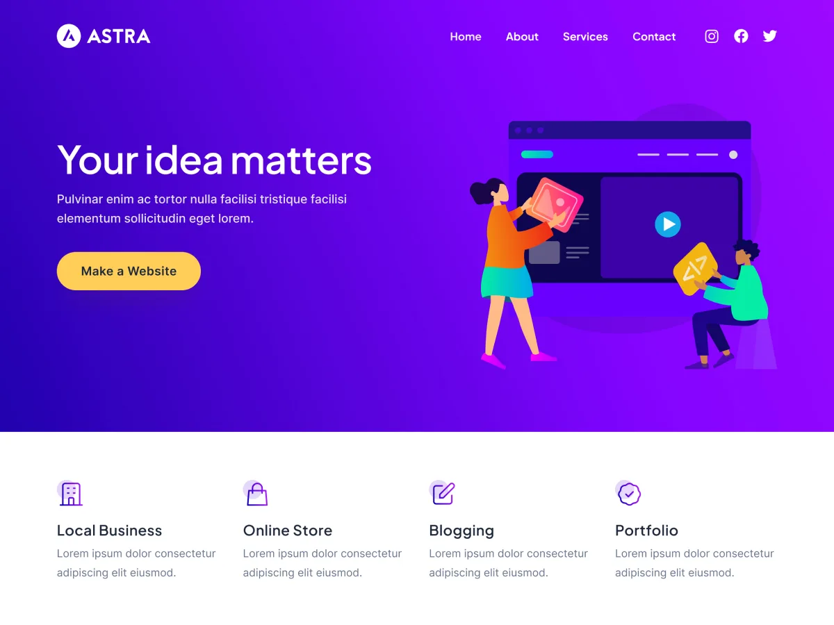 Astra web sitesi teması özellikleri ve kullanım alanları