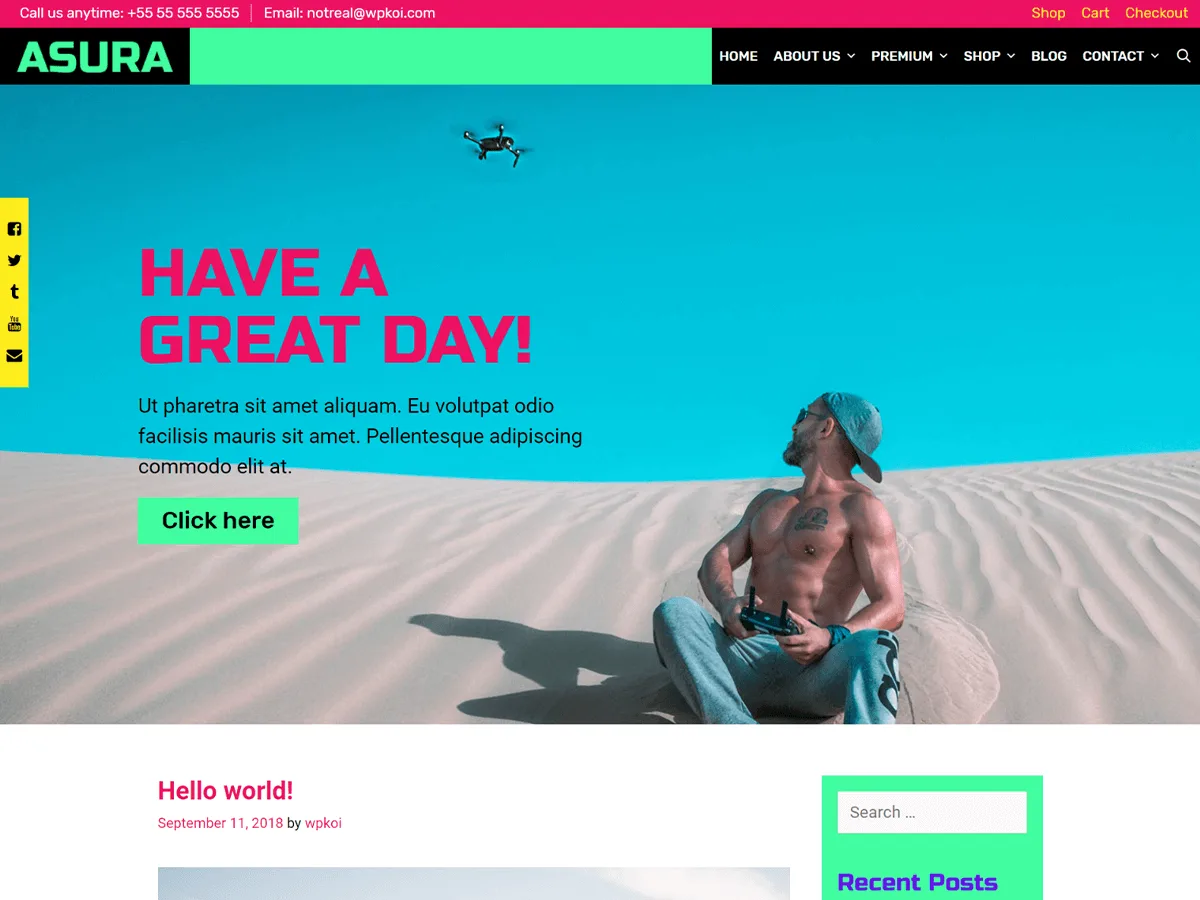 Asura web sitesi teması ile modern ve çok amaçlı bir web sitesi görünümü
