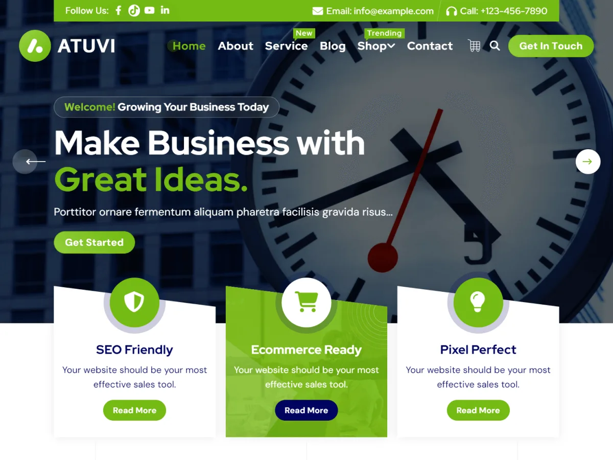Atuvi web sitesi teması önizlemesi