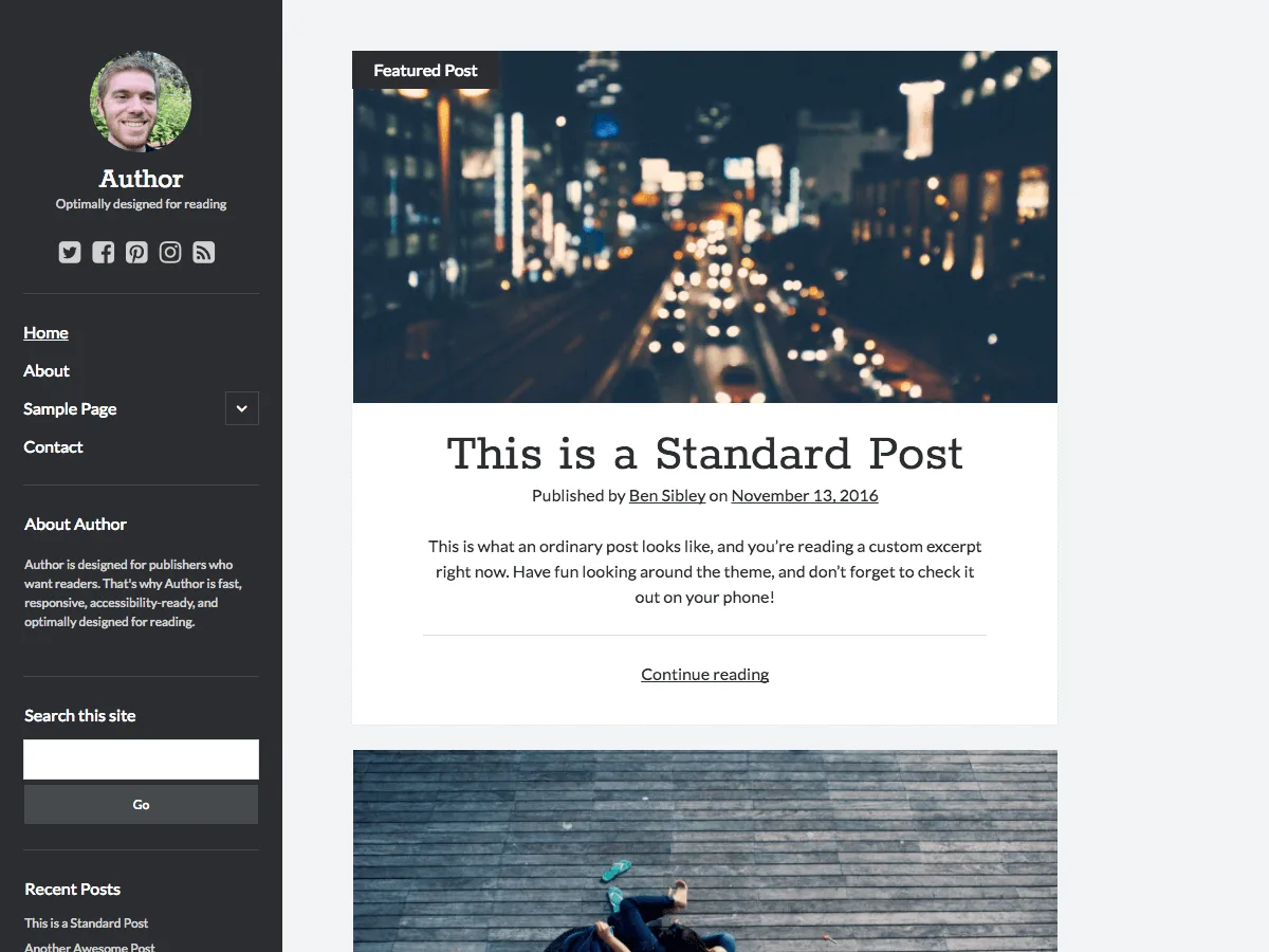 Author WordPress theme – a minimalist, reader-focused design