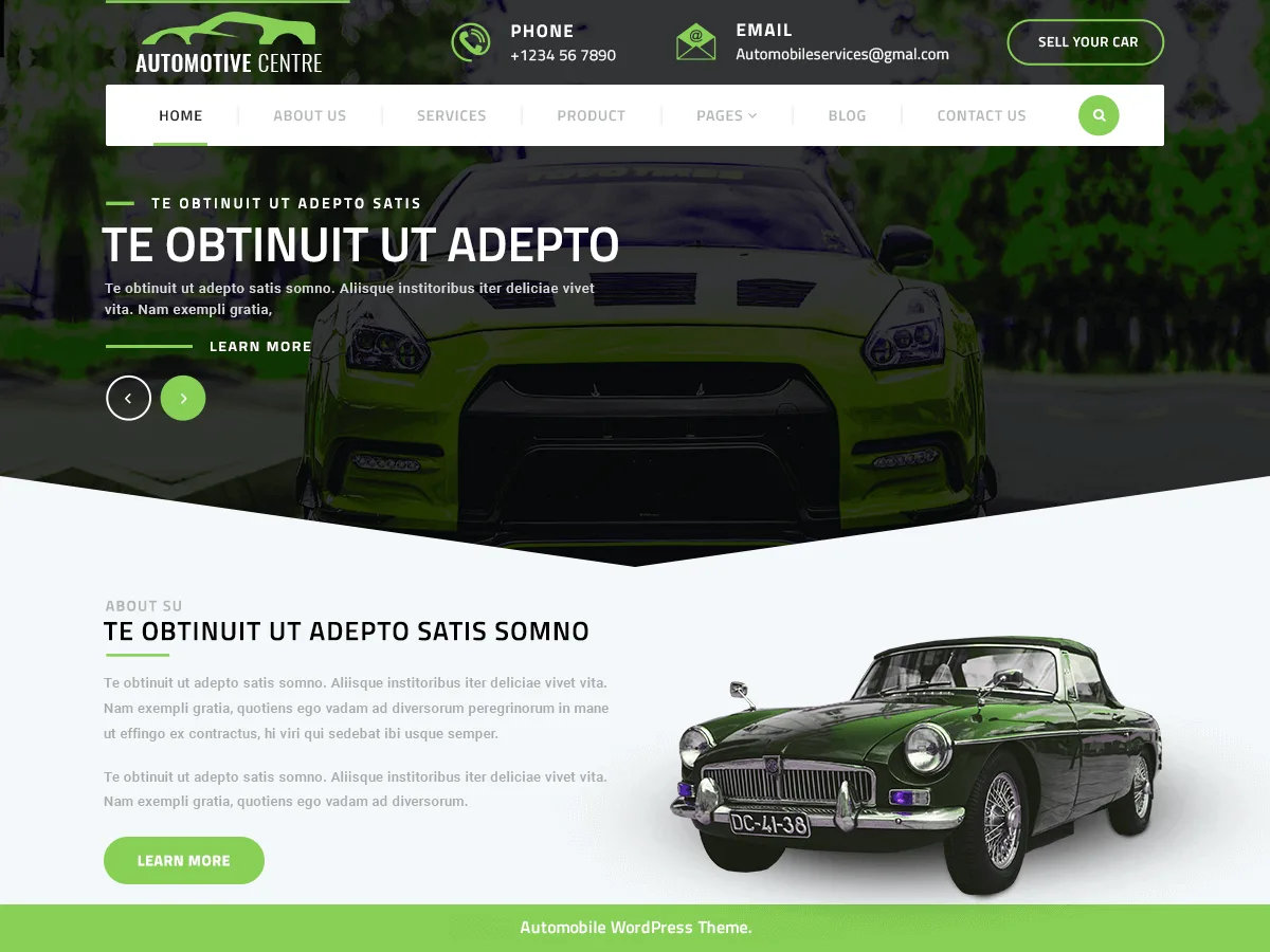 Automotive Centre web sitesi teması önizlemesi