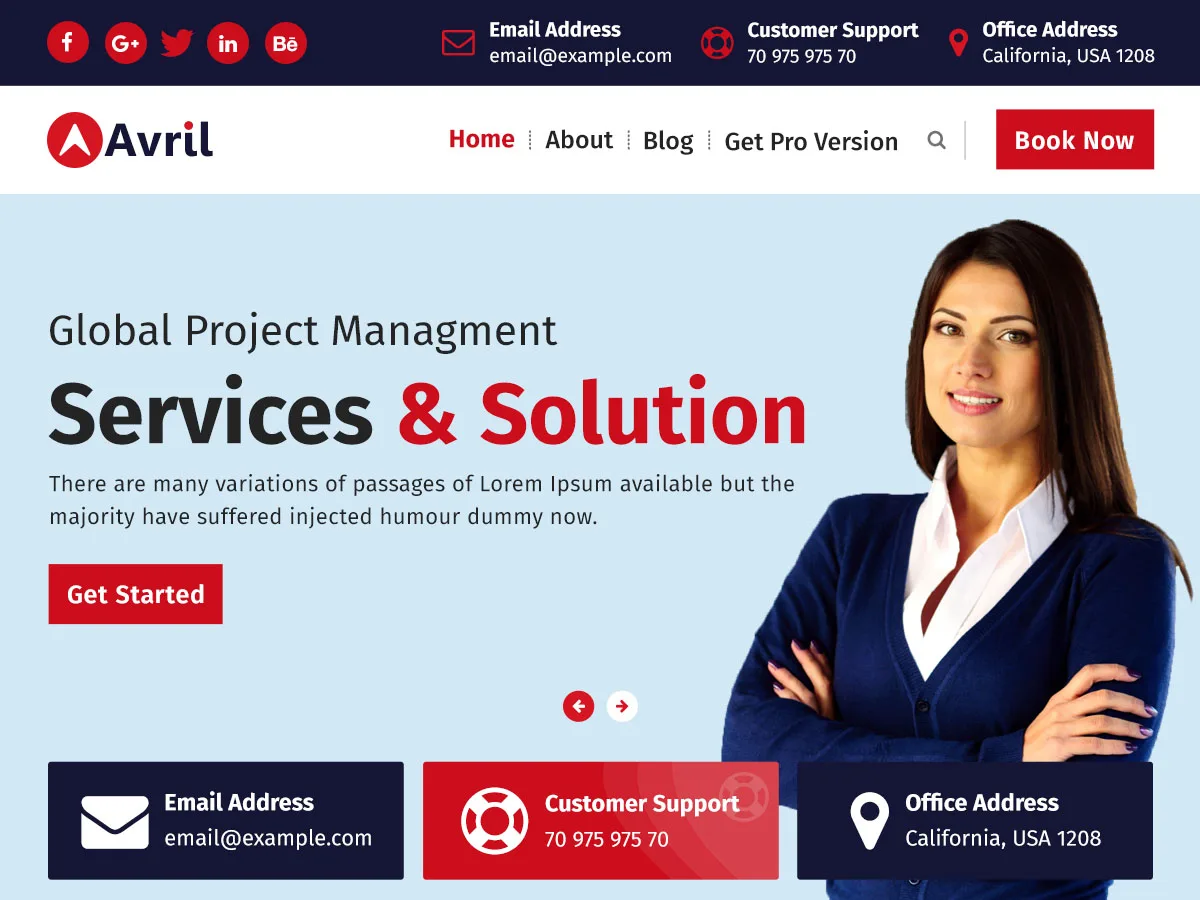 Avril web sitesi teması önizlemesi