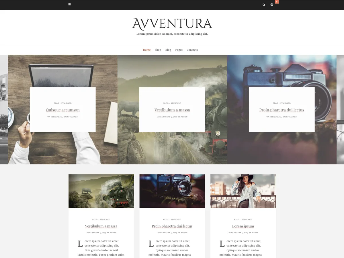 Avventura Lite web sitesi teması görseli