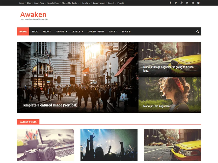 Awaken web sitesi teması önizlemesi