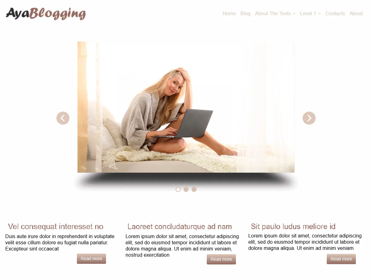 AyaBlogging web sitesi teması önizlemesi