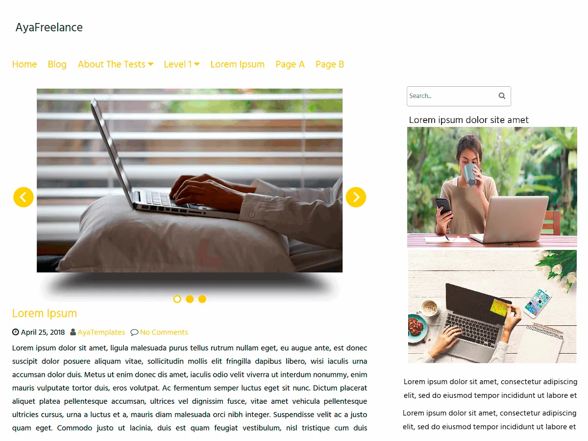 AyaFreelance web sitesi teması önizlemesi