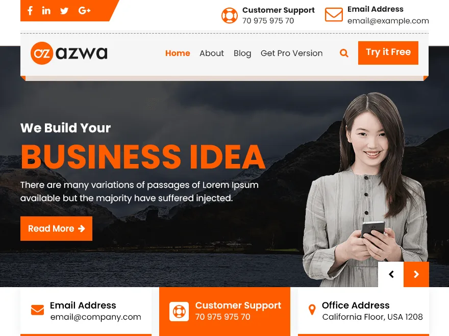Azwa web sitesi teması önizlemesi