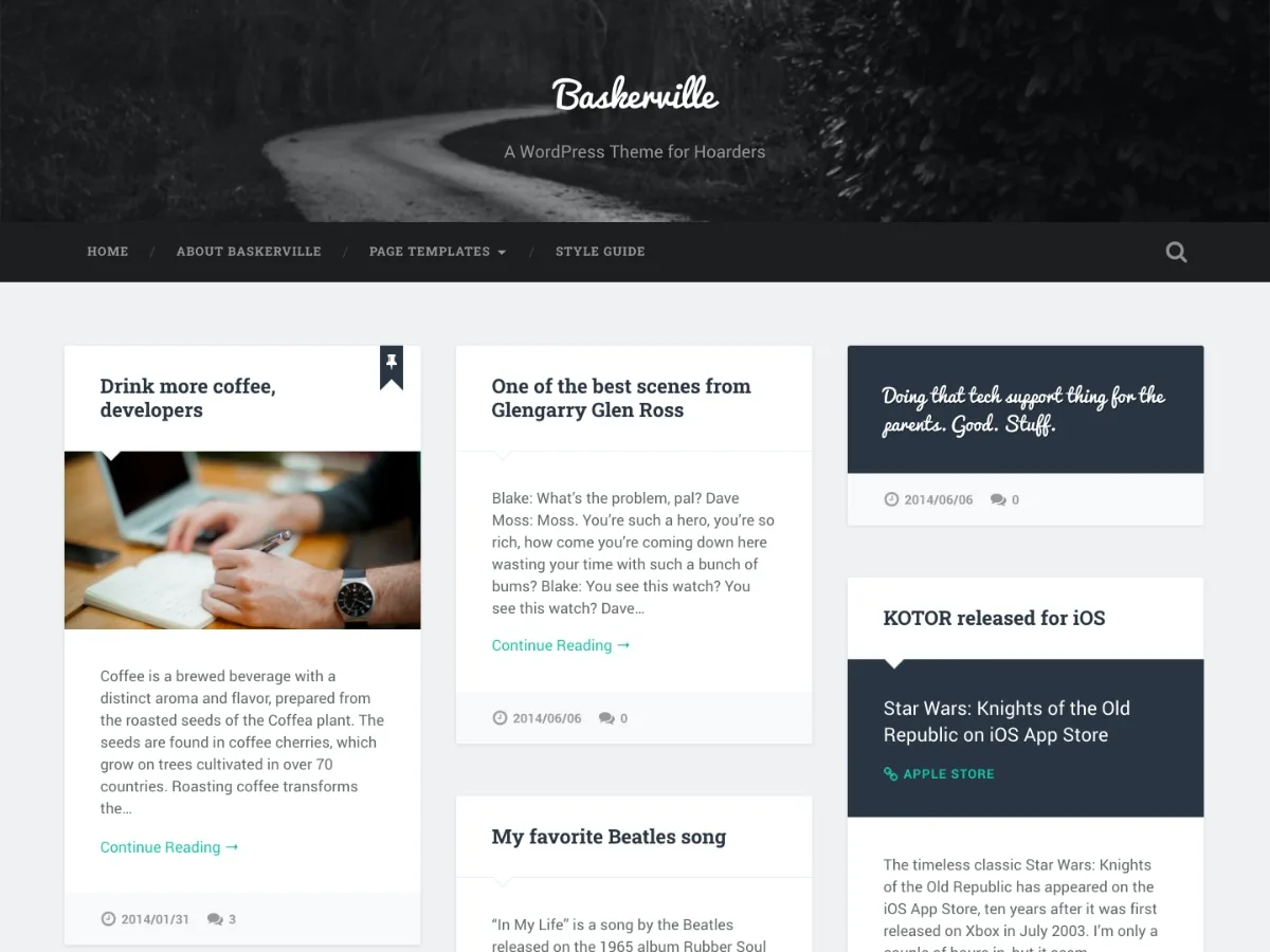 Baskerville web sitesi teması önizlemesi
