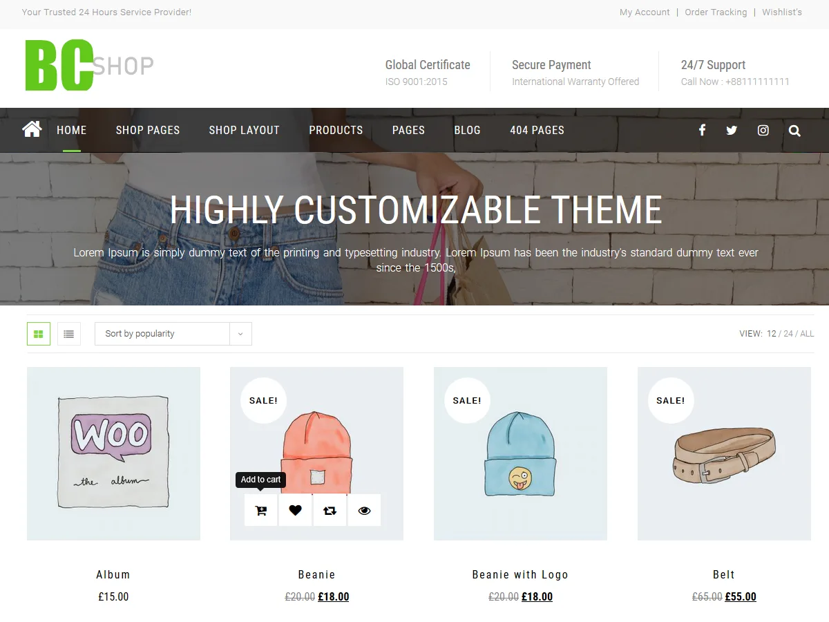 BC Shop web sitesi teması ile oluşturulmuş online mağaza görseli