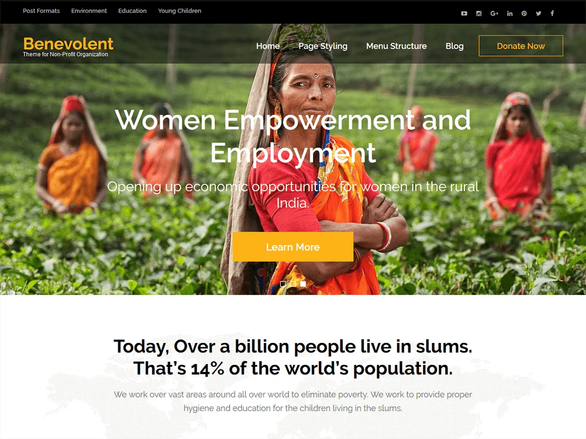 Benevolent web sitesi teması önizlemesi