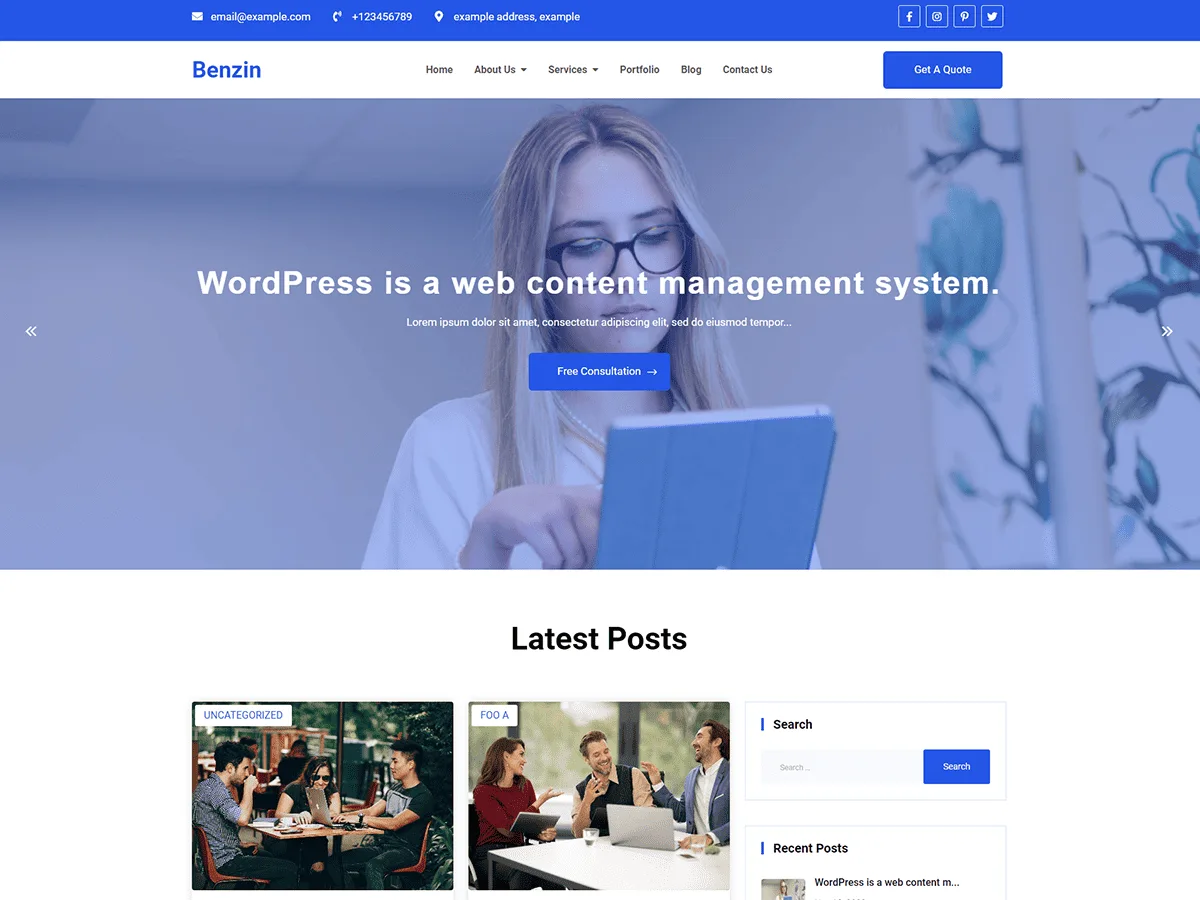 Benzin web sitesi teması önizlemesi