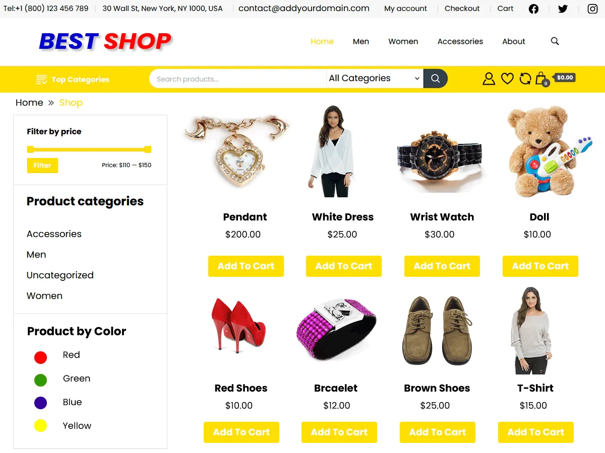 Best Shop web sitesi teması önizlemesi