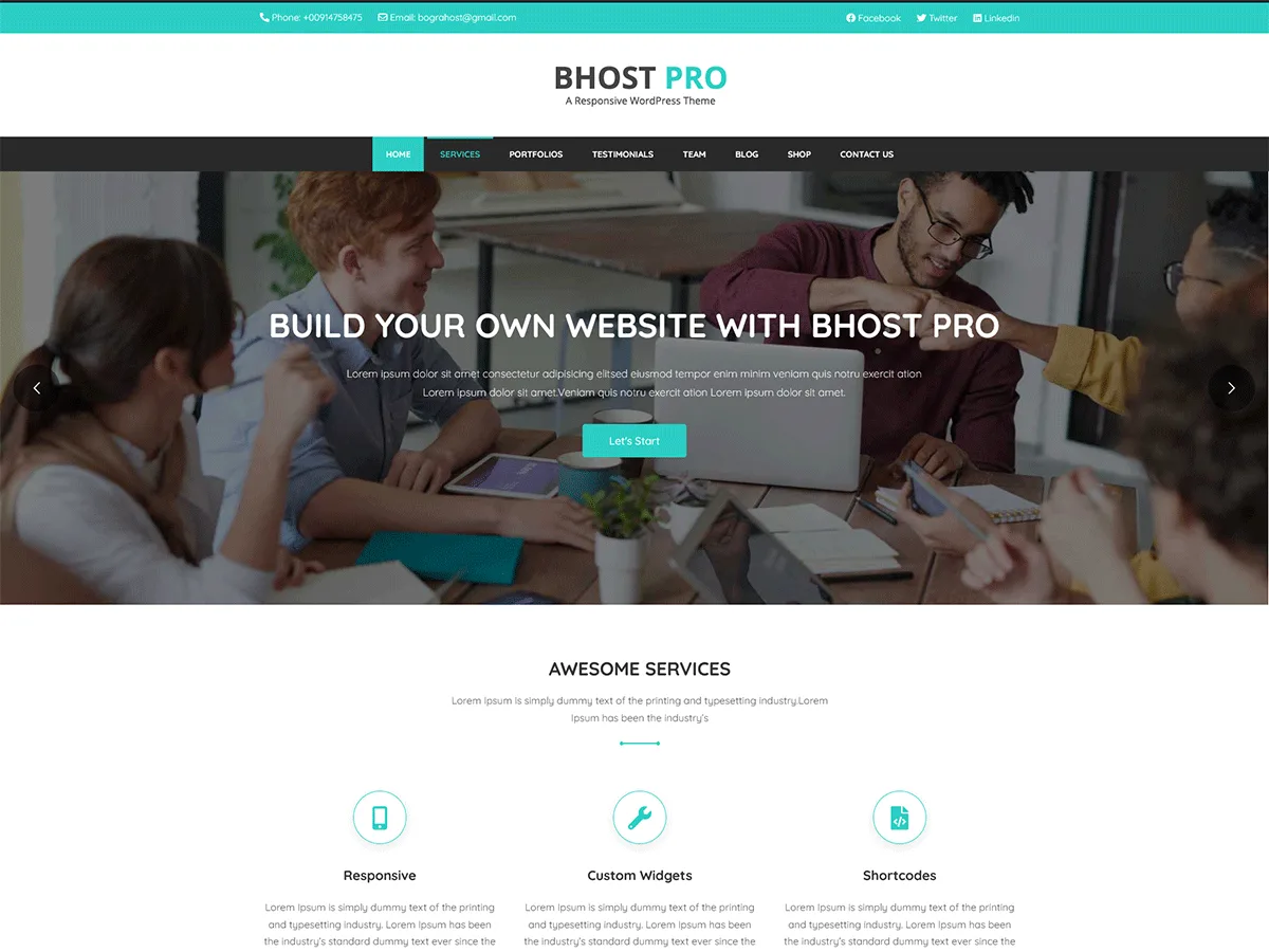 Bhost web sitesi teması önizlemesi