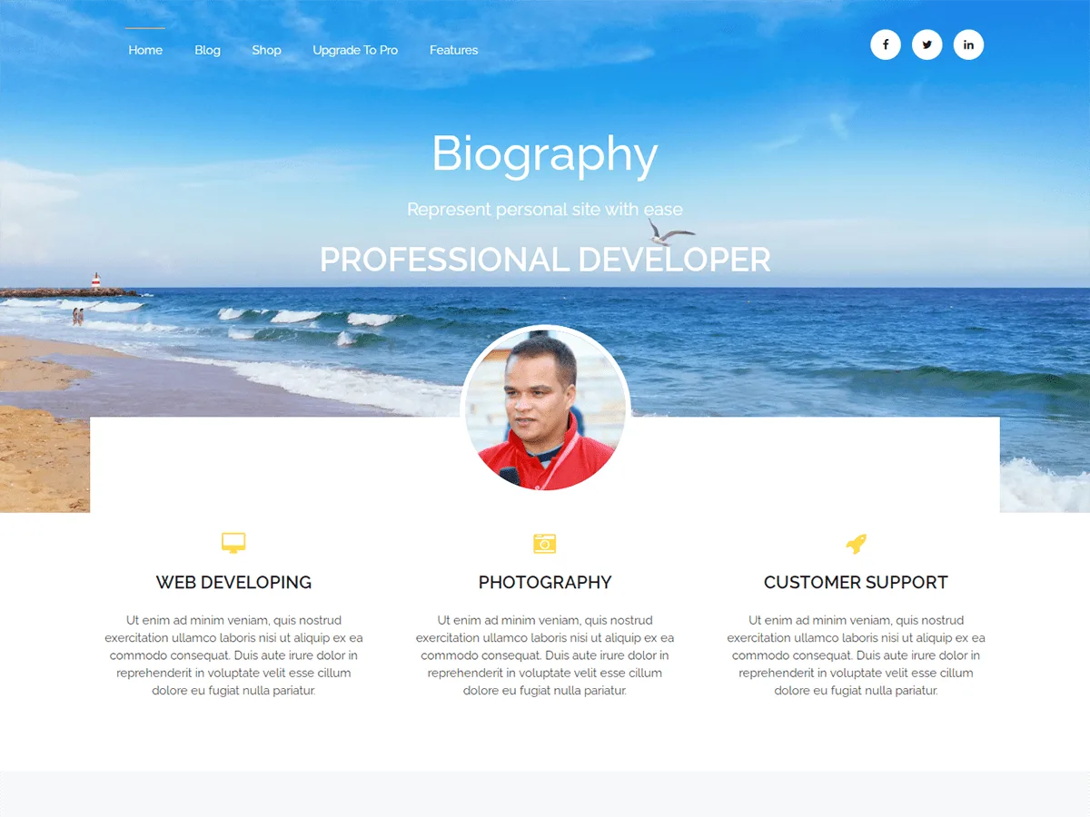 Biography web sitesi teması ile kişisel site tasarımı