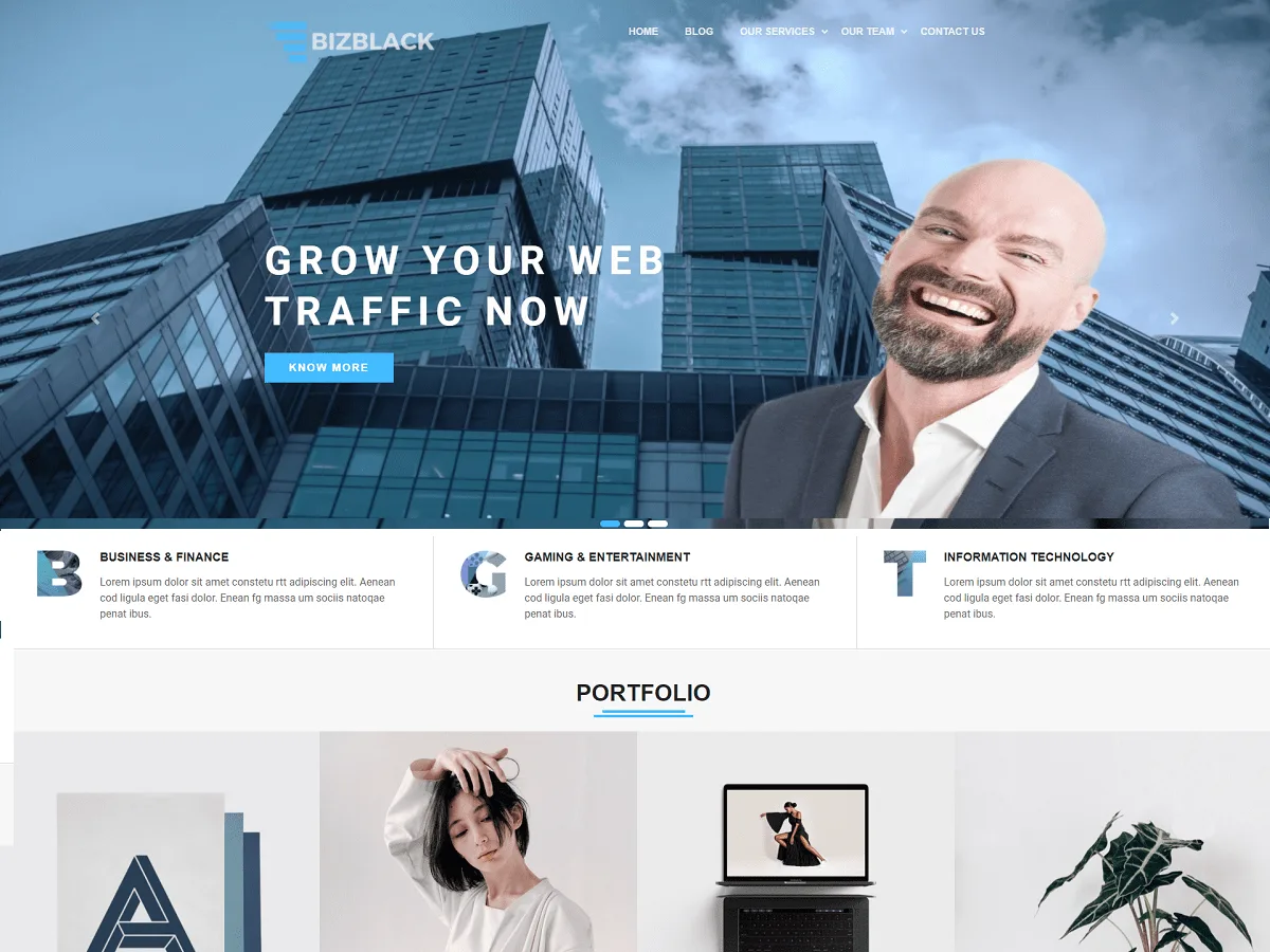Bizblack web sitesi teması önizlemesi