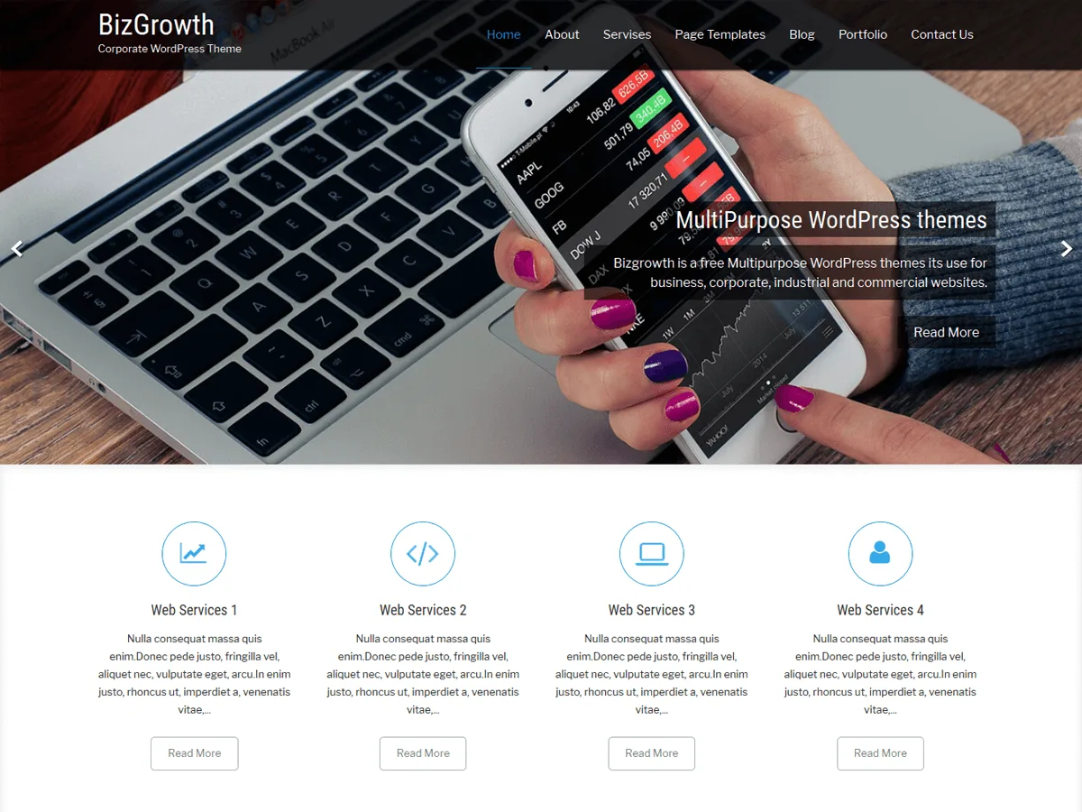 BizGrowth web sitesi teması önizlemesi