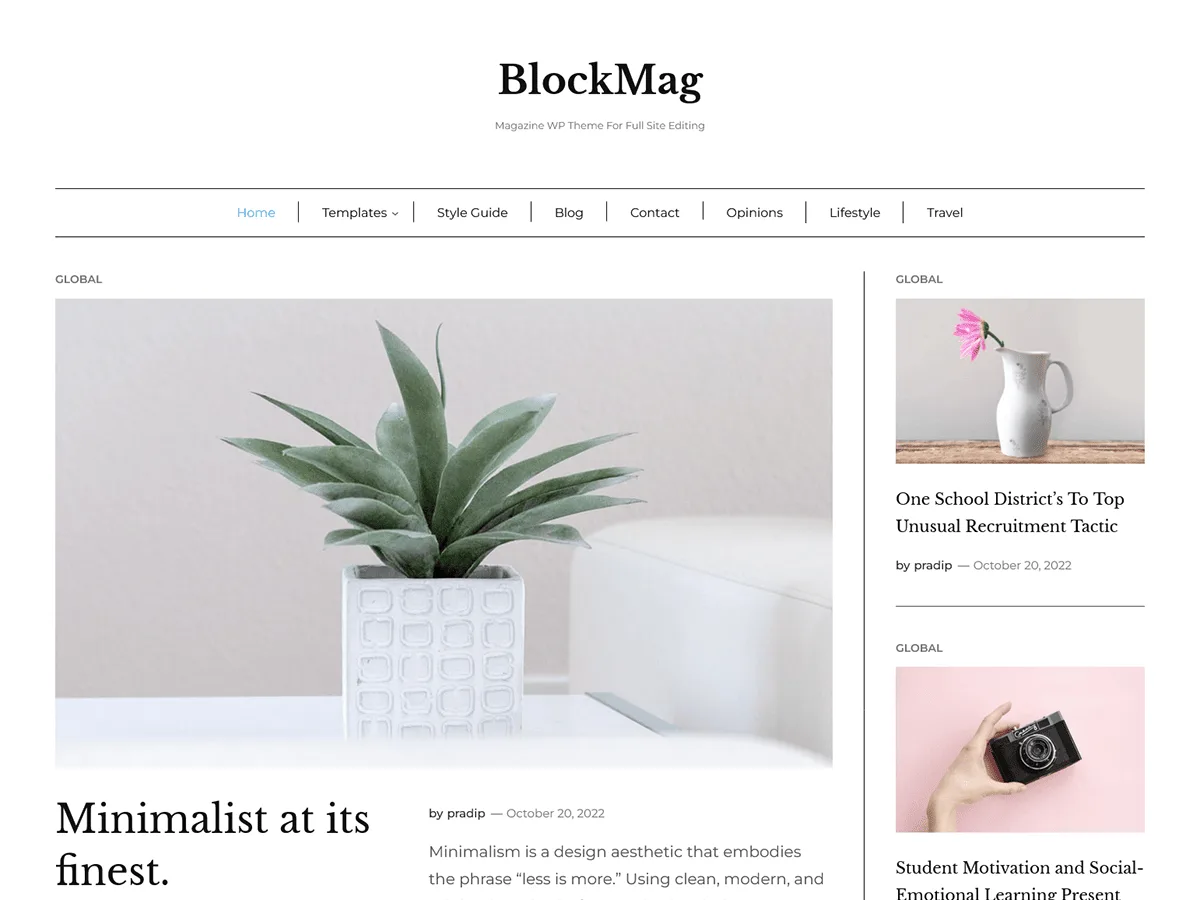 BlockMag teması ile tasarlanmış duyarlı bir dergi web sitesi görünümü