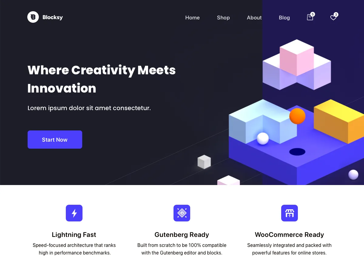 Blocksy web sitesi teması