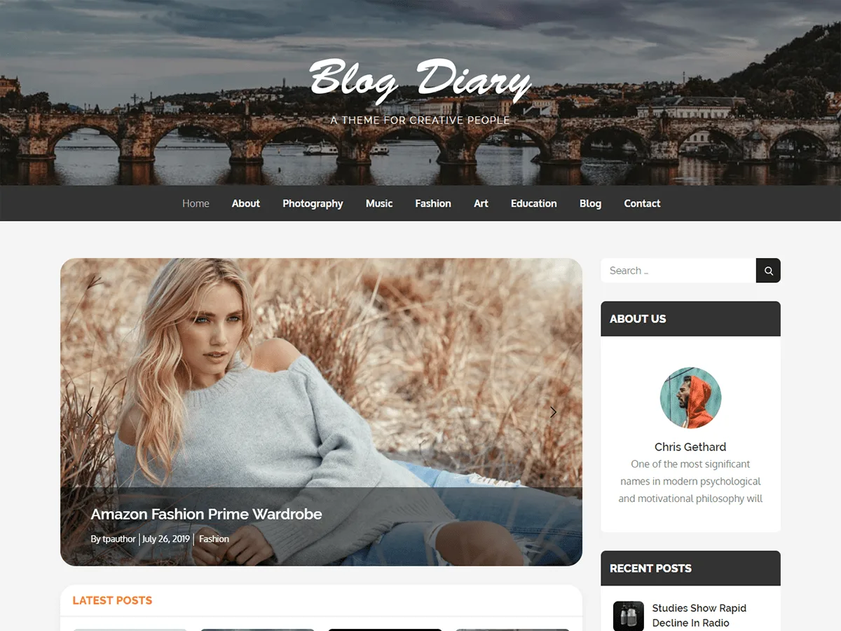 Blog Diary web sitesi teması önizlemesi