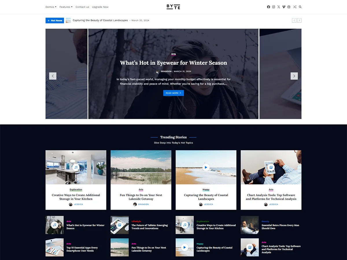 Blogbyte web sitesi teması önizlemesi