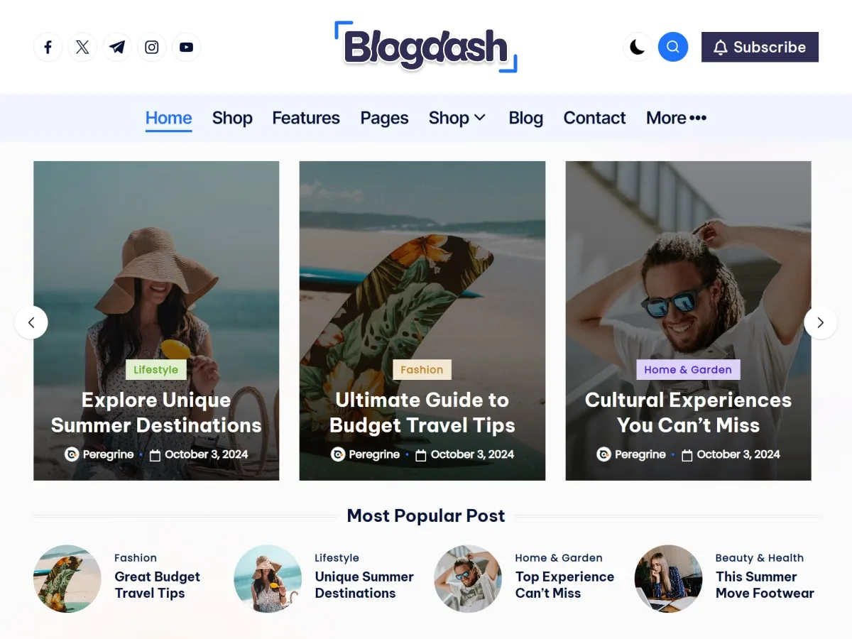 Blogdash web sitesi teması önizlemesi