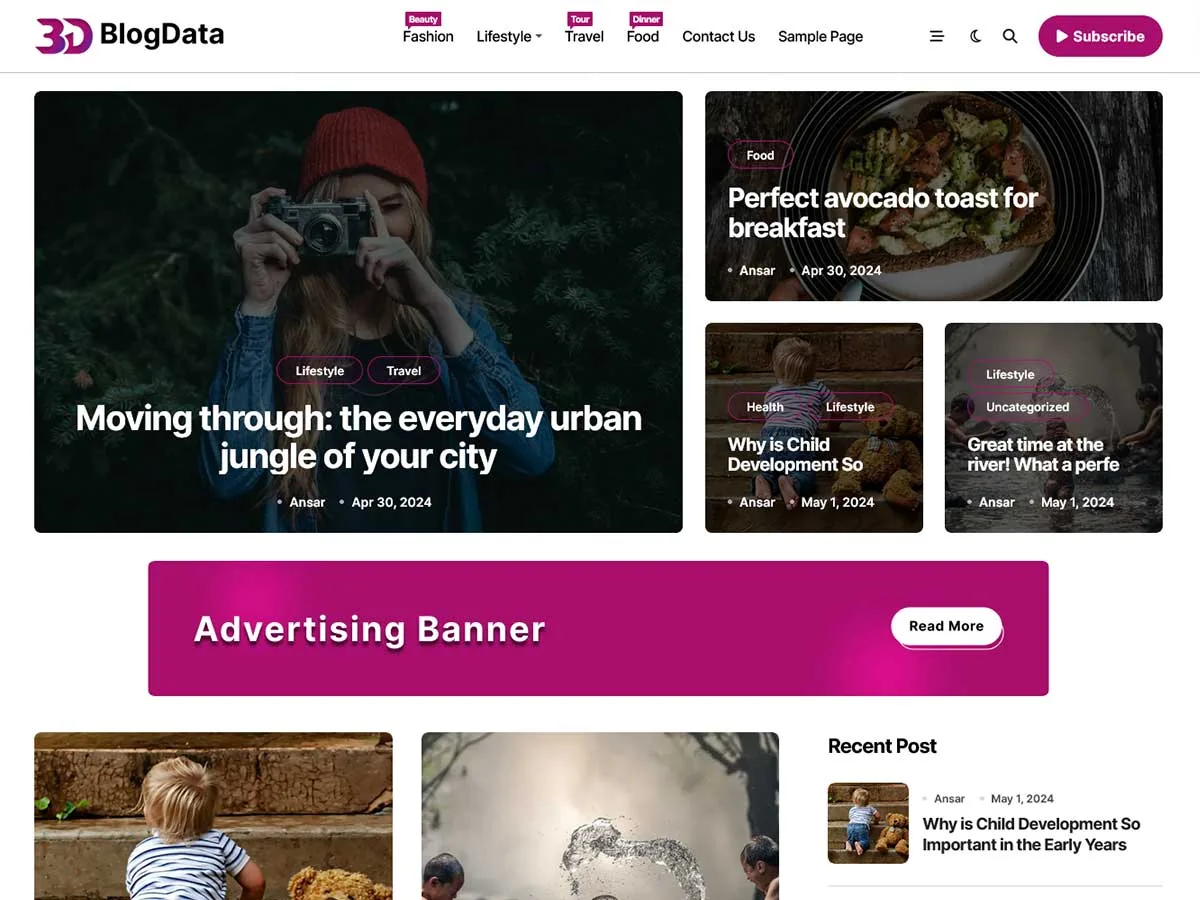 BlogData web sitesi teması ile haber ve blog sitesi tasarımı