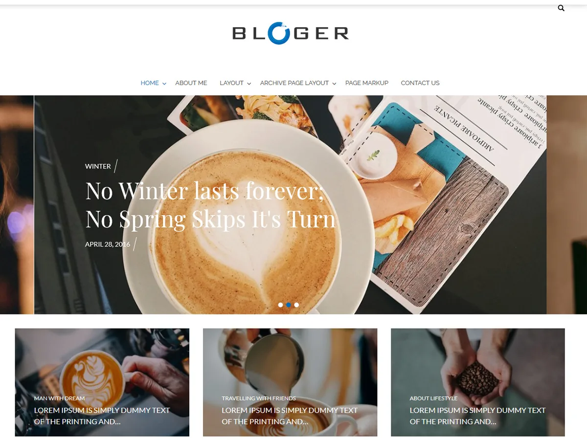 Bloger web sitesi teması önizlemesi