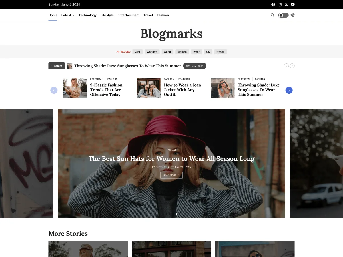 BlogMarks web sitesi teması önizlemesi