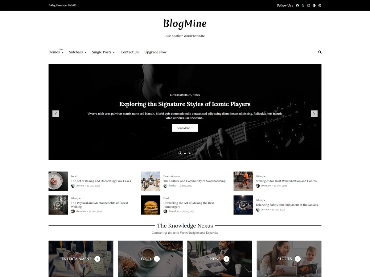 Blogmine web sitesi teması ile tasarlanmış minimalist bir blog sayfası
