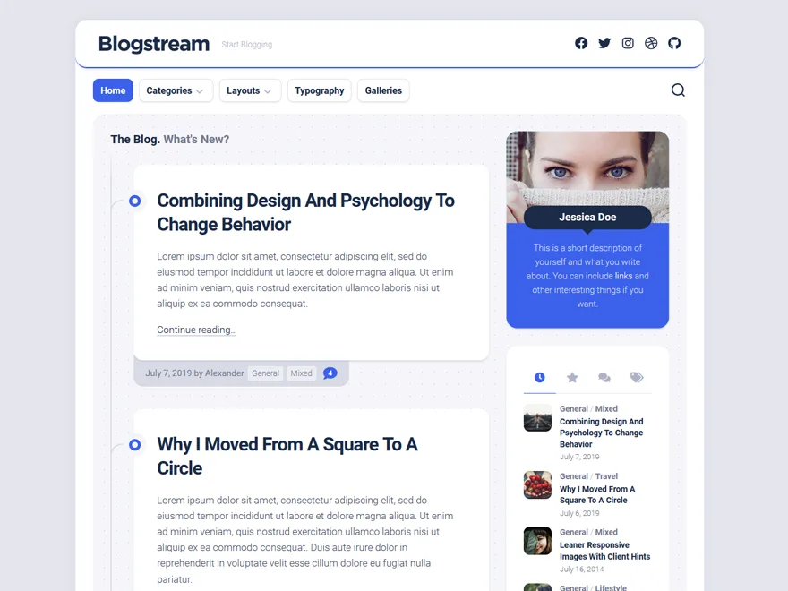 Blogstream web sitesi teması önizlemesi