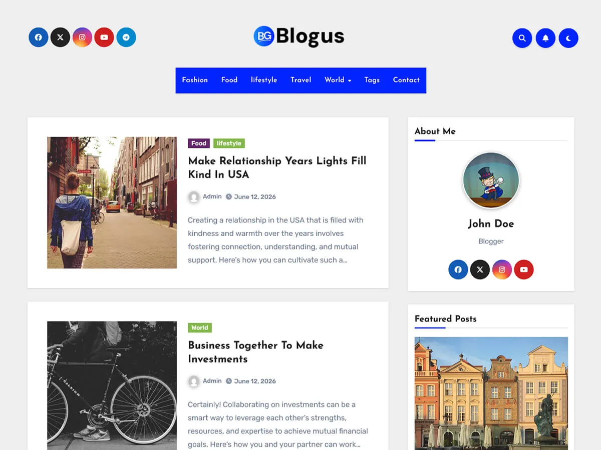 Blogus web sitesi teması önizlemesi